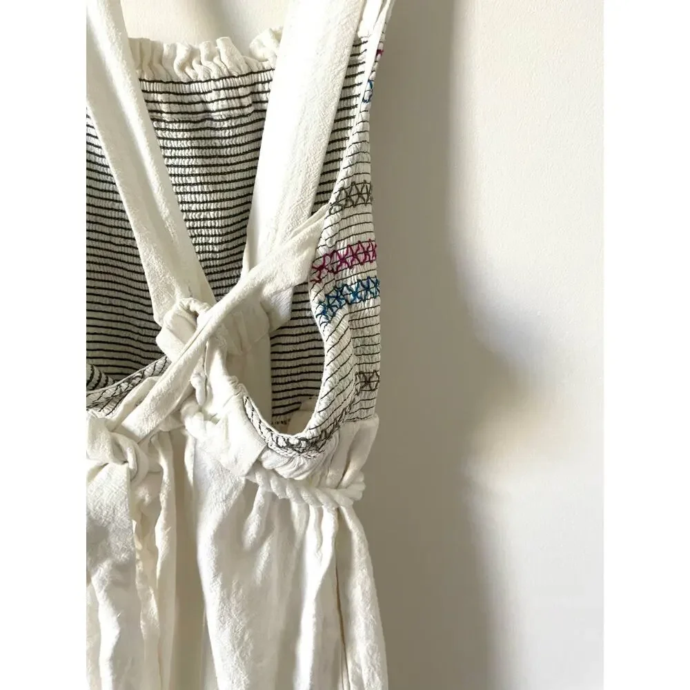 Free People Boho Tie Back Jumpsuit Cream Size Small